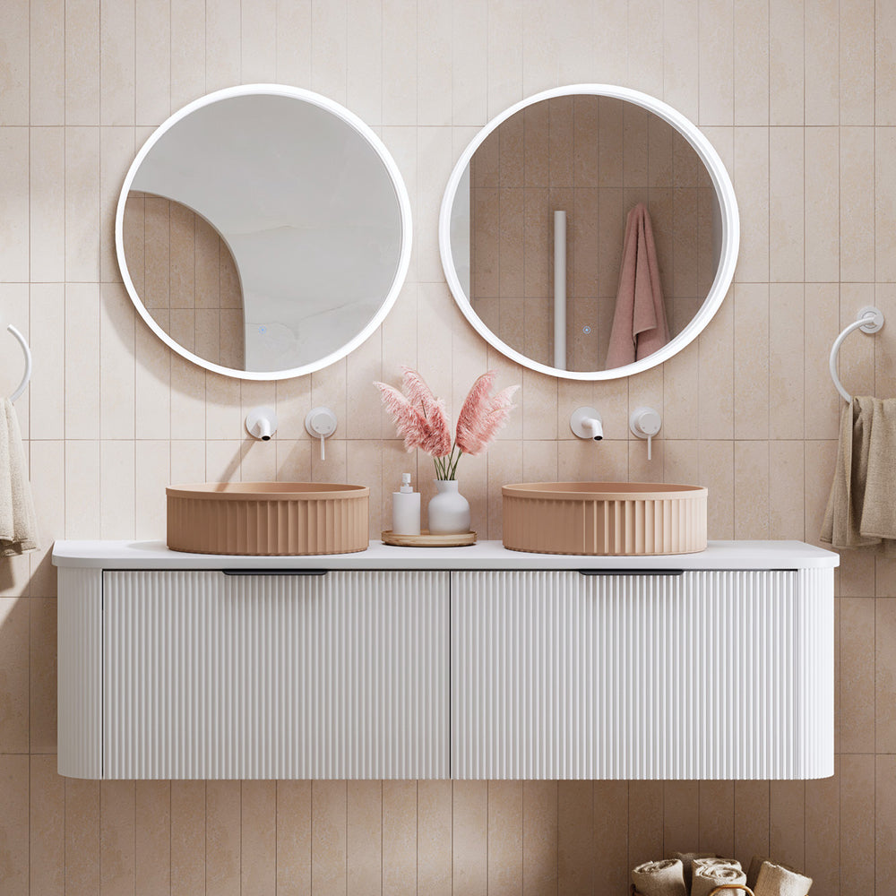 Minka Curved Satin White Cabinet