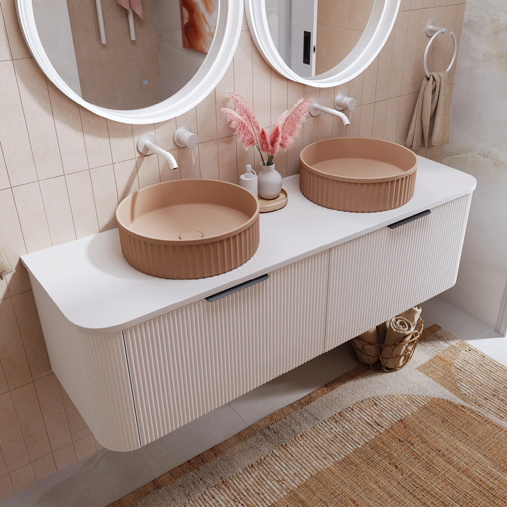 Minka Curved Satin White Cabinet