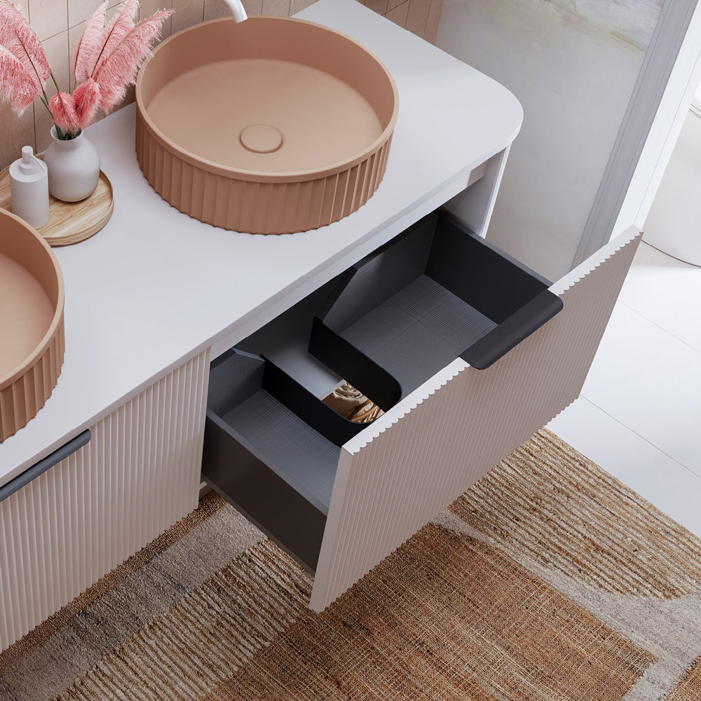 Minka Curved Satin White Cabinet