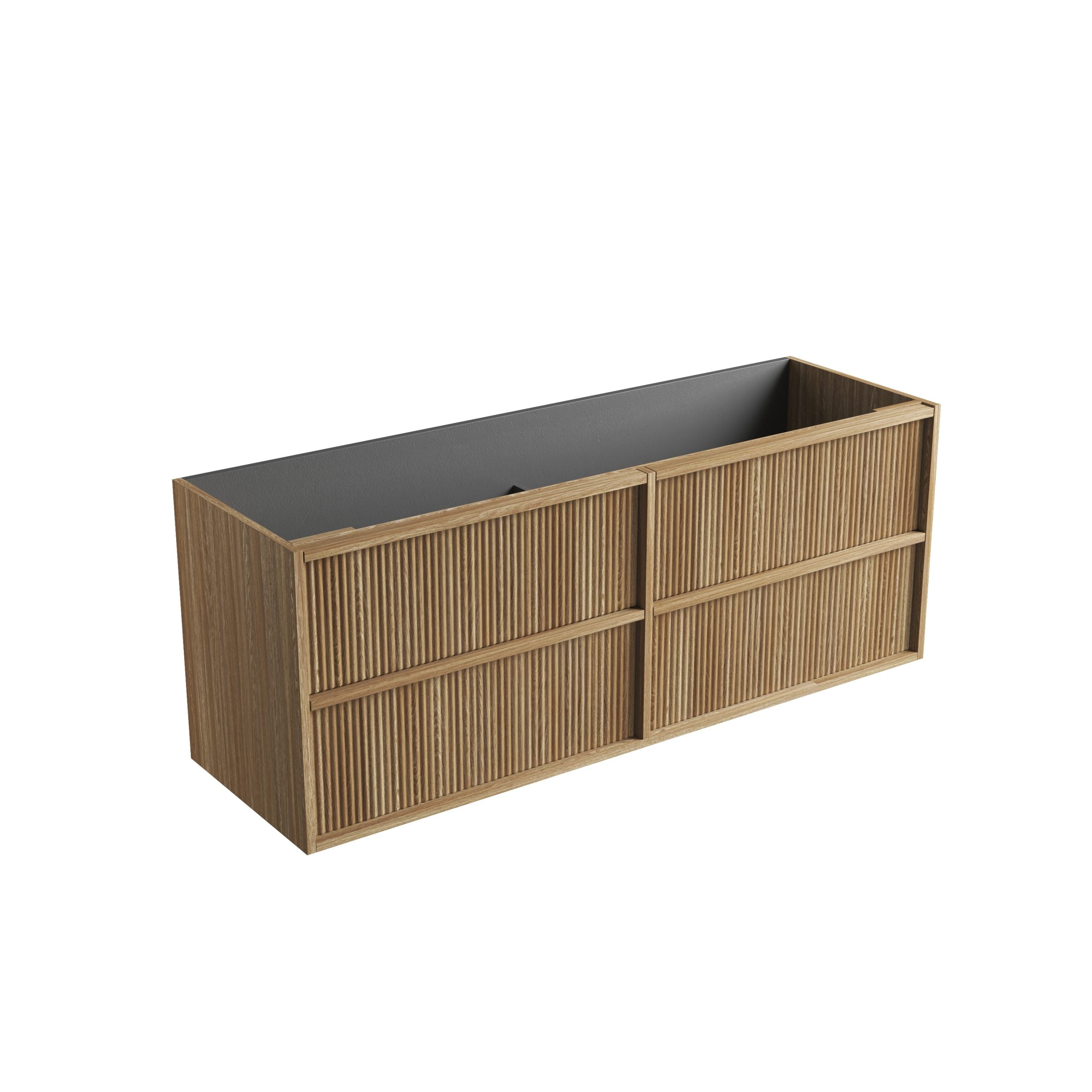 Venetta Fluted Framed Wall Hung Harvest Oak Vanity - Neche Interiors
