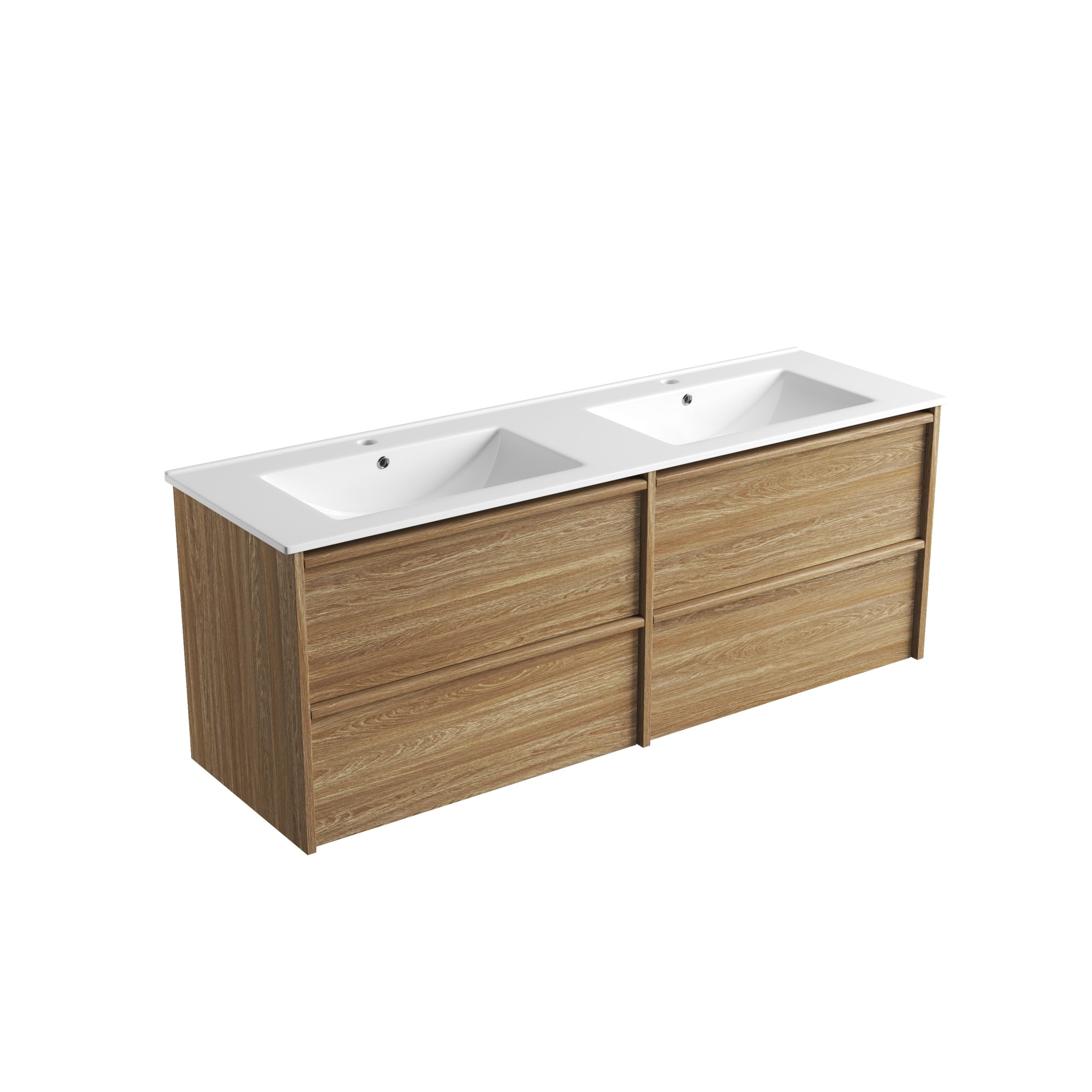 Venetta Fluted Framed Wall Hung Harvest Oak Vanity - Neche Interiors