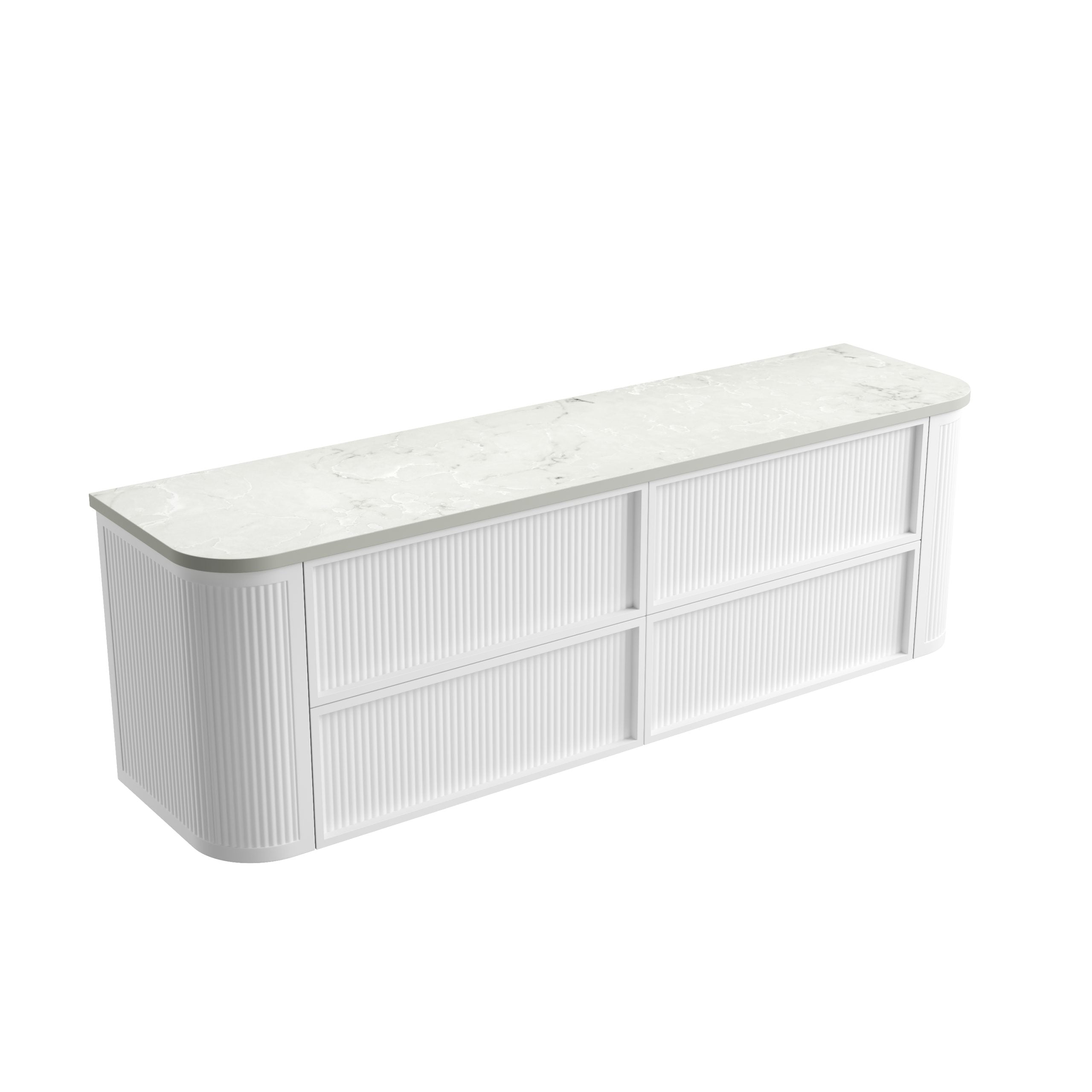Ramee Matte White Fluted Wall Hung Vanity - Neche Interiors