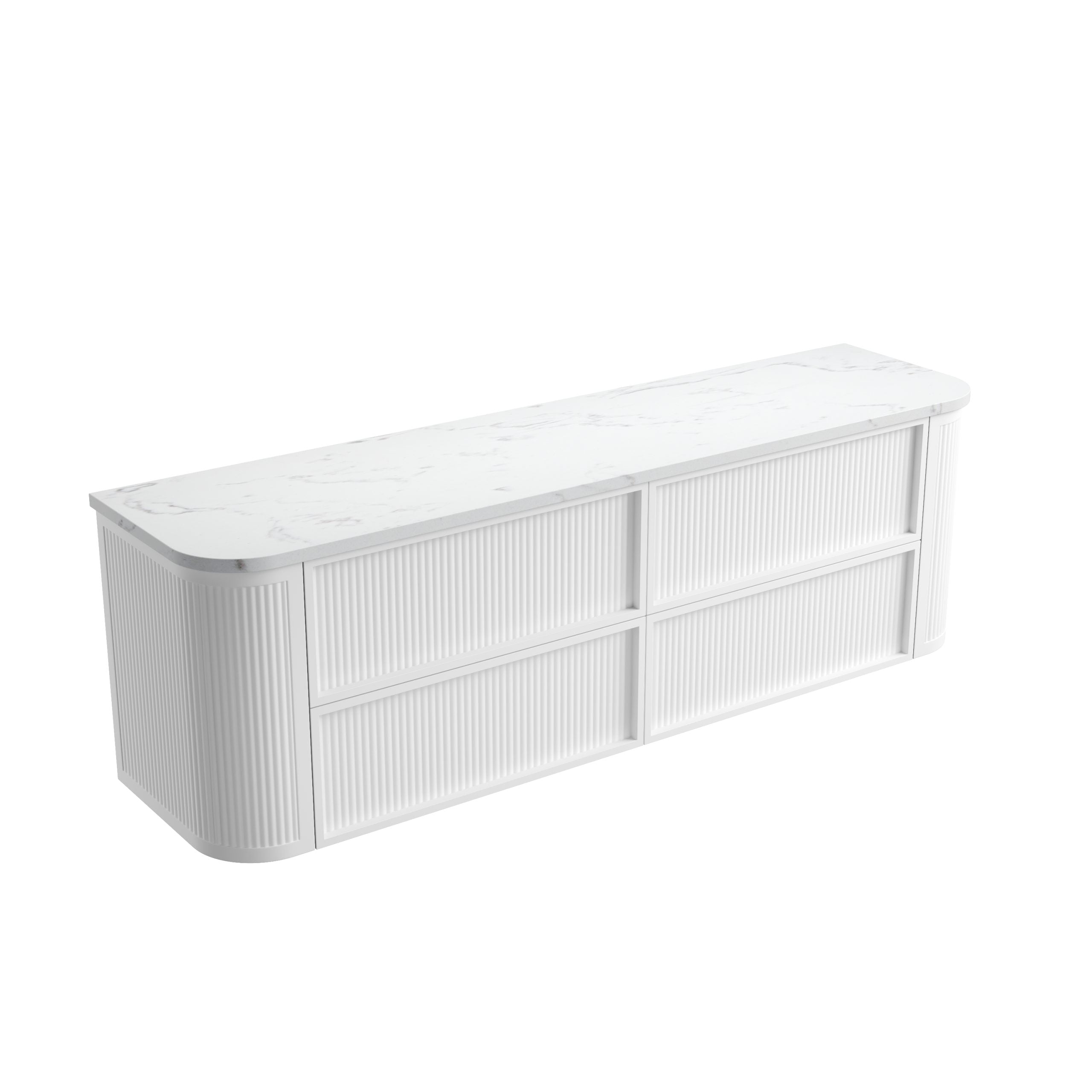 Ramee Matte White Fluted Wall Hung Vanity - Neche Interiors