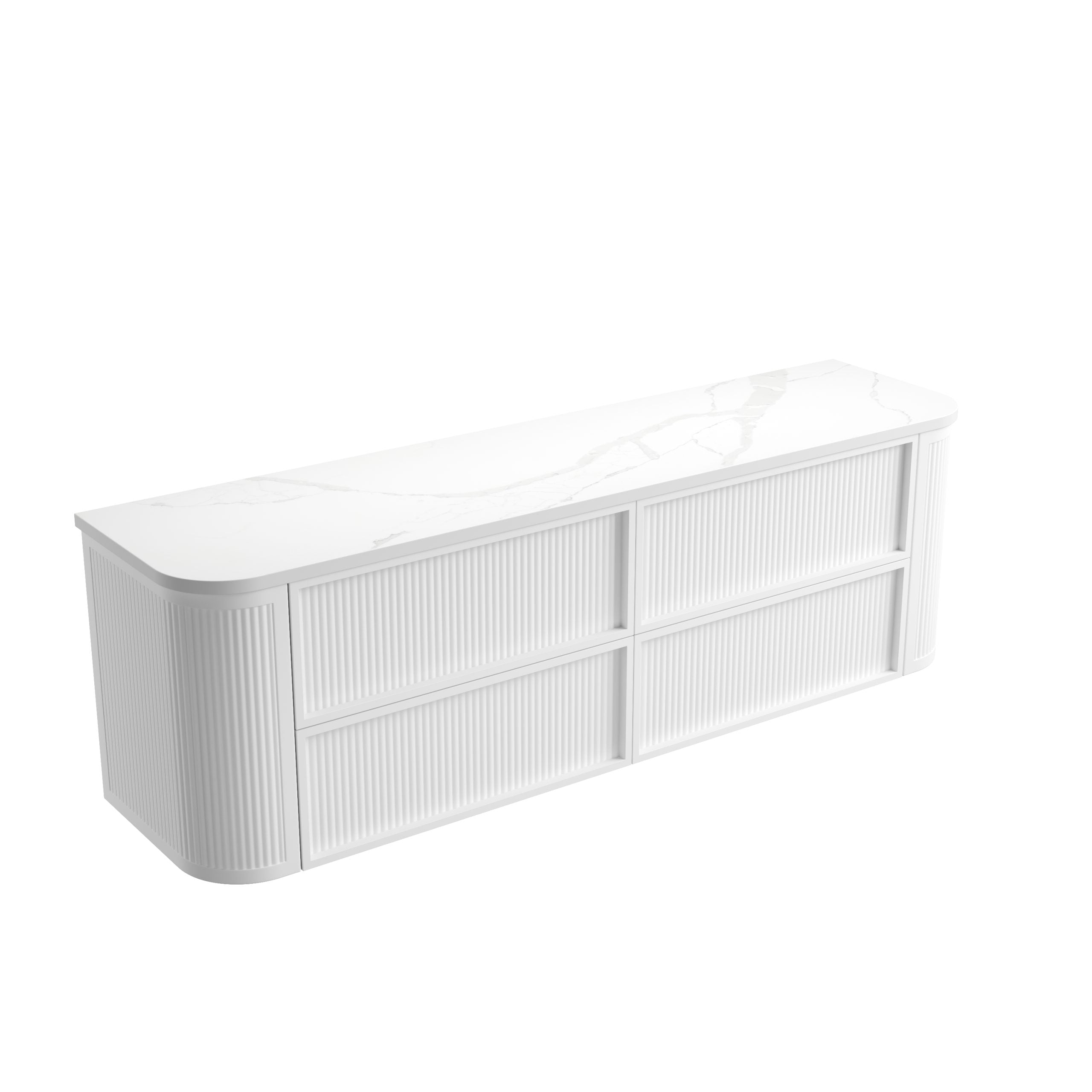 Ramee Matte White Fluted Wall Hung Vanity - Neche Interiors
