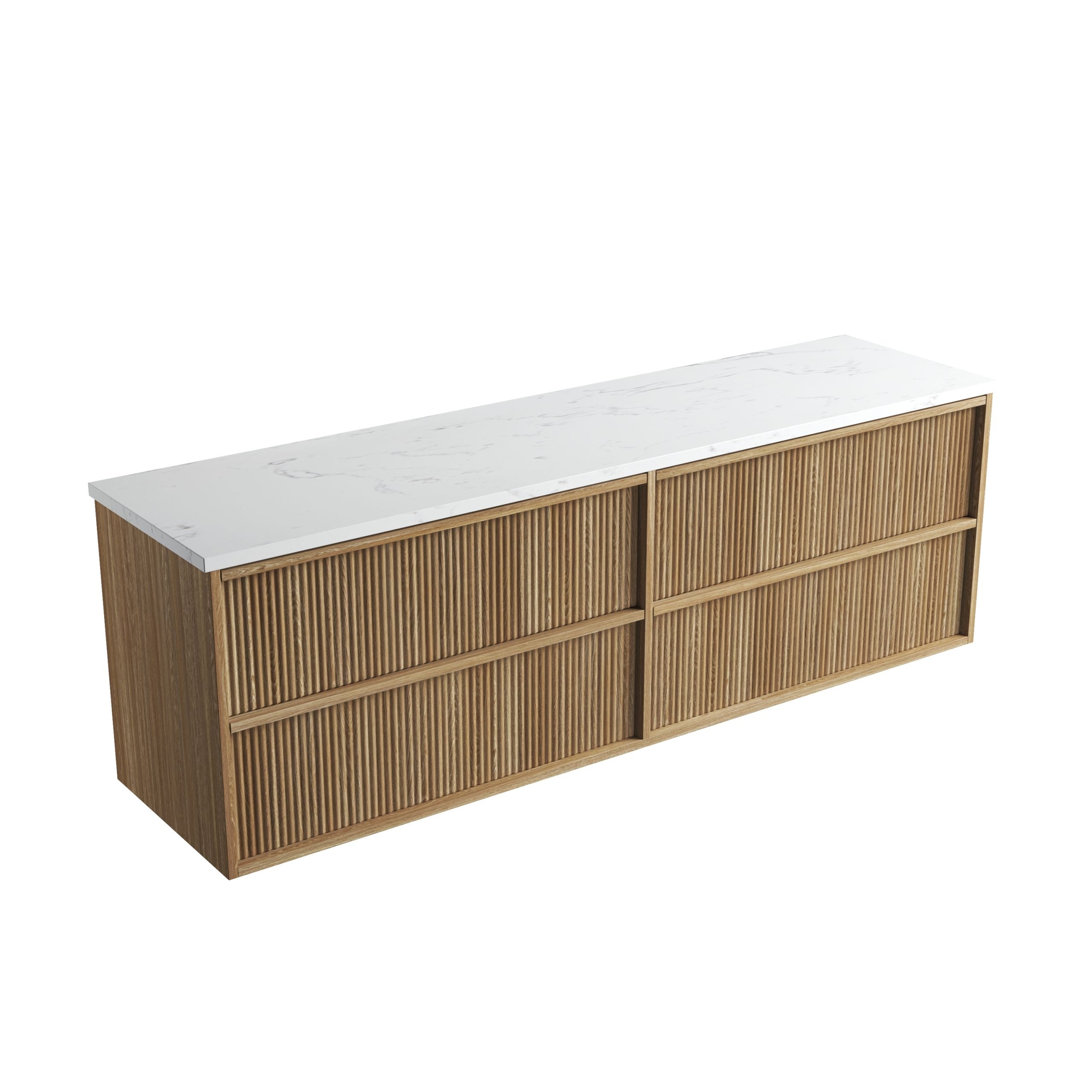 Venetta Fluted Framed Wall Hung Harvest Oak Vanity - Neche Interiors