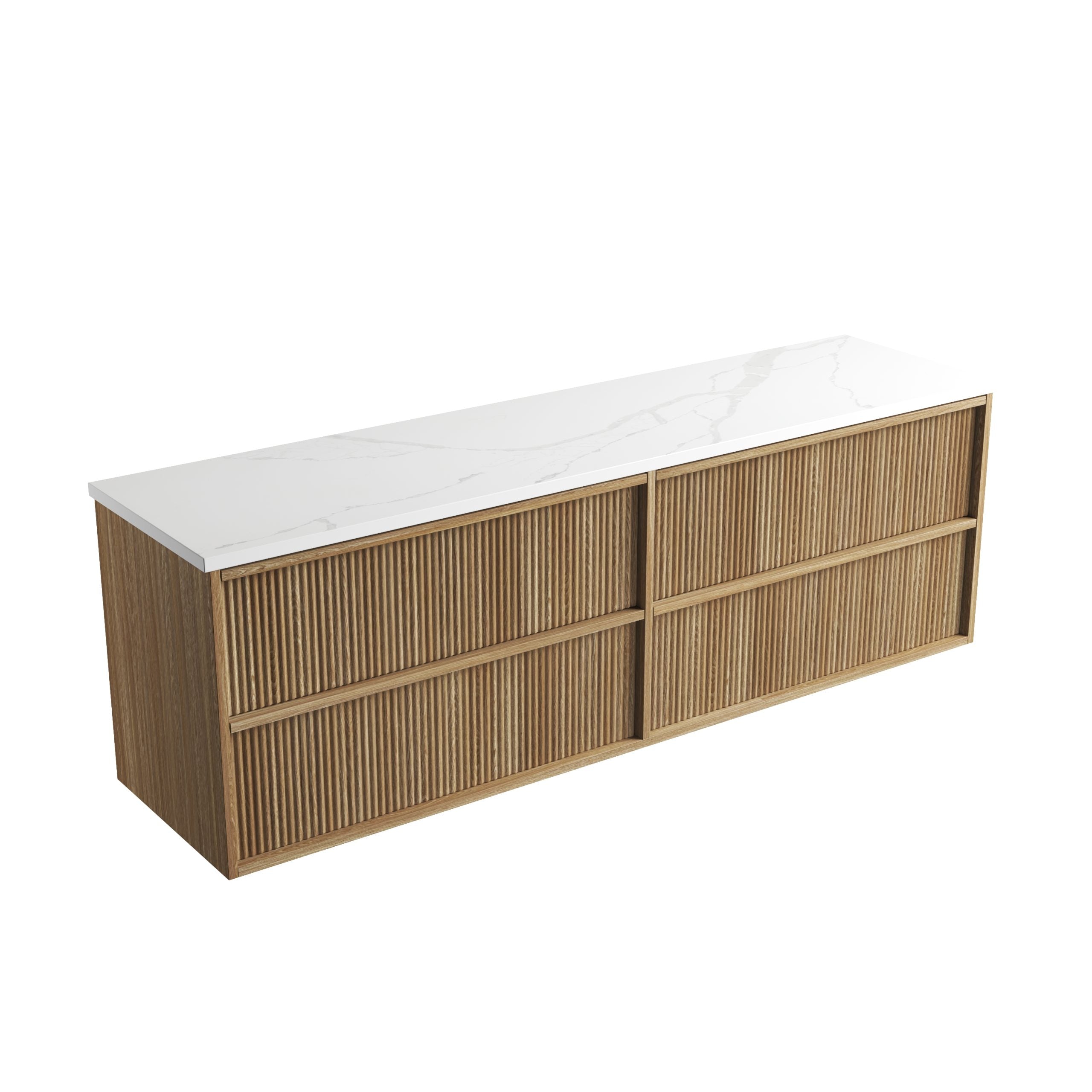 Venetta Fluted Framed Wall Hung Harvest Oak Vanity - Neche Interiors