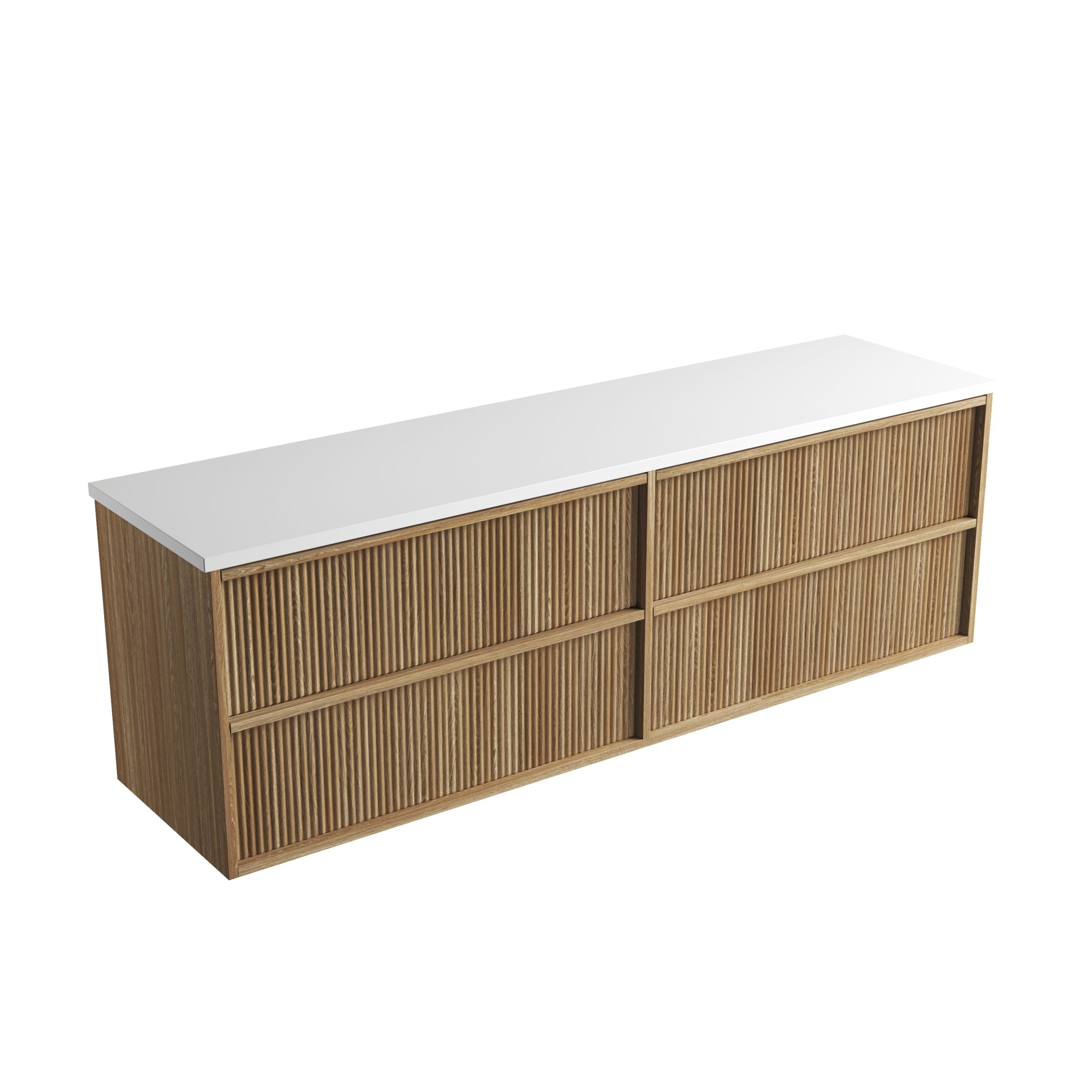 Venetta Fluted Framed Wall Hung Harvest Oak Vanity - Neche Interiors