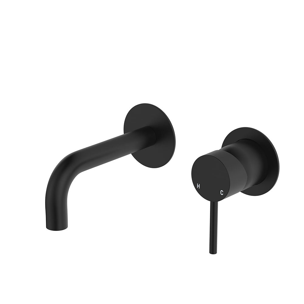 Kaya Basin/Bath Wall Mixer Set, Round Plates, 130mm Outlet