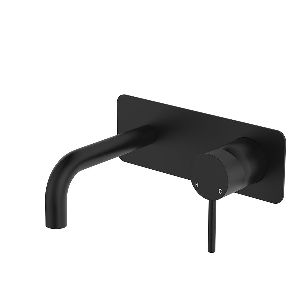 Kaya Basin/Bath Wall Mixer Set, Rectangular Plates, 130mm Outlet