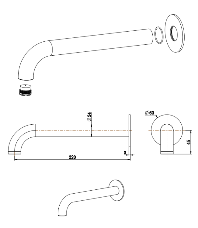 Mica Heritage Bath Spout – 160/220/250mm