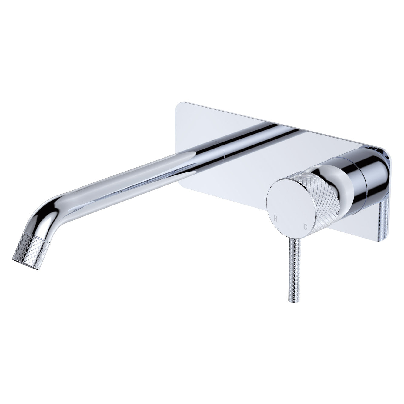 Axle Wall Basin/Bath Mixer Set, Rectangular Plate, 200mm Outlet - Neche Interiors