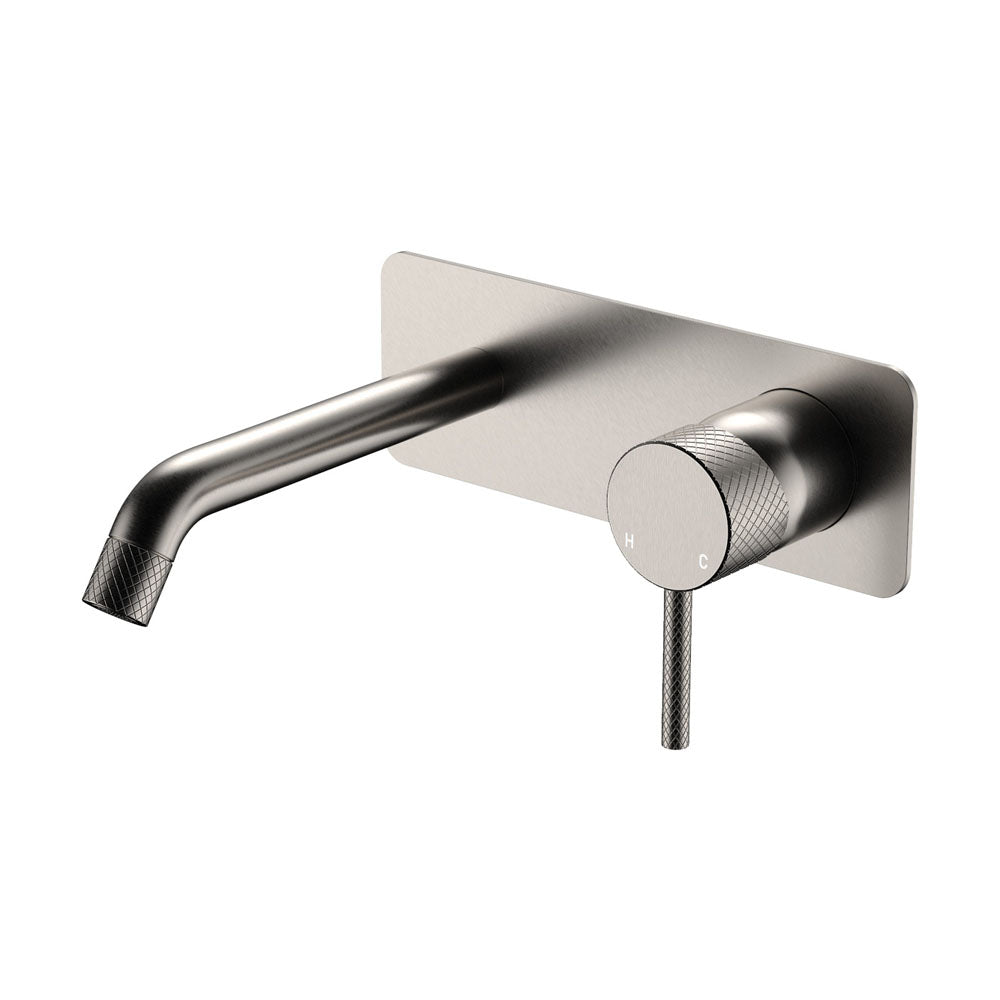 Axle Wall Basin/Bath Mixer Set, Rectangular Plate, 160mm Outlet