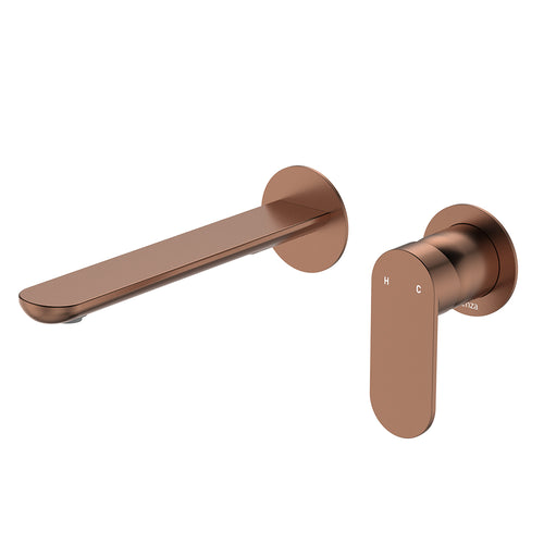 Empire Slim Basin/Bath Wall Mixer Set, Round Plates, 200mm Outlet