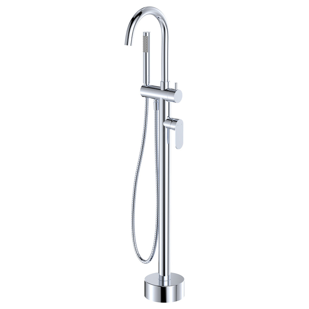 Empire Slim Floor Mounted Bath Mixer With Hand Shower - Neche Interiors