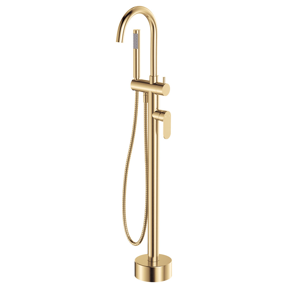 Empire Slim Floor Mounted Bath Mixer With Hand Shower - Neche Interiors