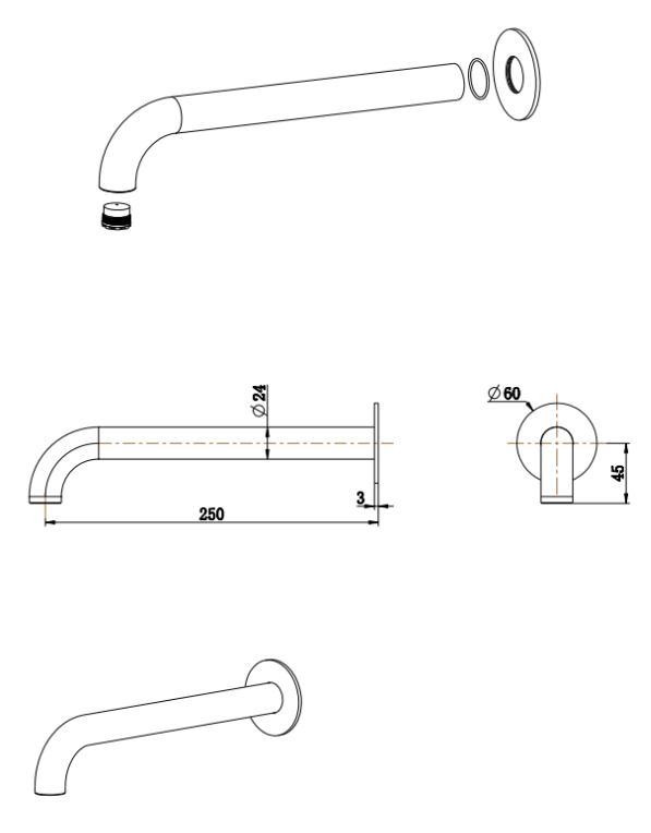 Mica Heritage Bath Spout – 160/220/250mm
