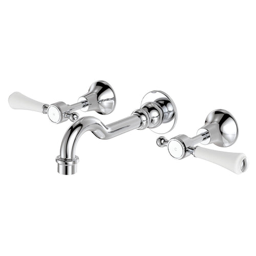 Lillian Lever Basin/Bath Wall Set. With Ceramic White Handle