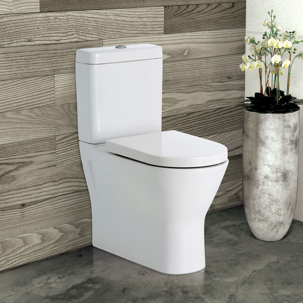 RAK Resort Back-to-Wall Toilet Suite, Gloss White with Bottom Inlet - Neche Interiors