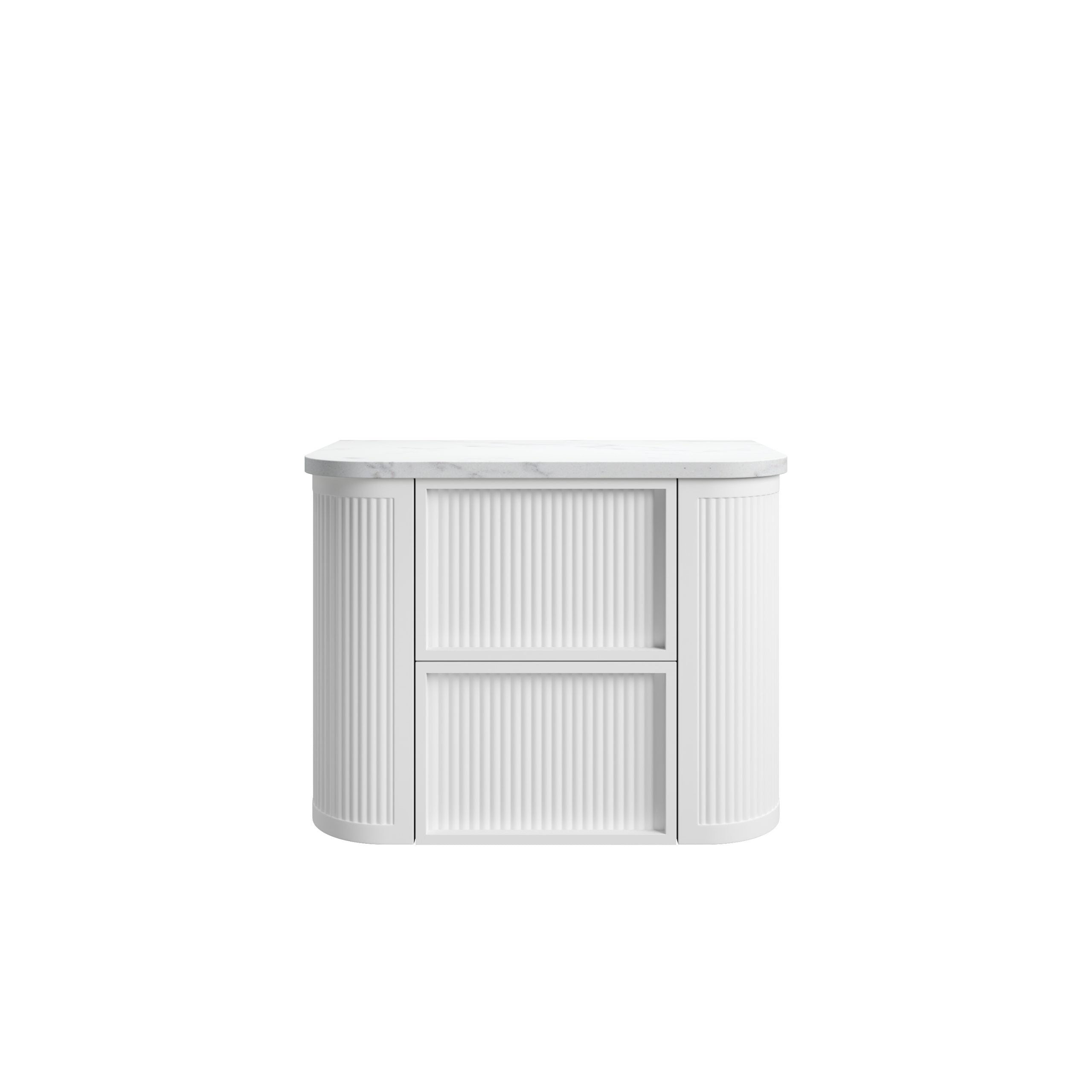 Ramee Matte White Fluted Wall Hung Vanity - Neche Interiors