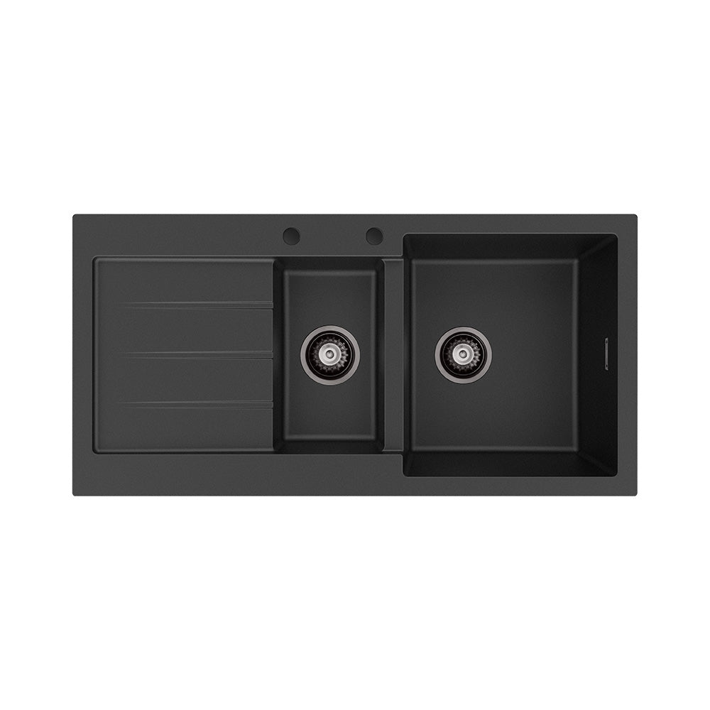 Kuro Granite 32L/14L Double Kitchen Sink With Drainer