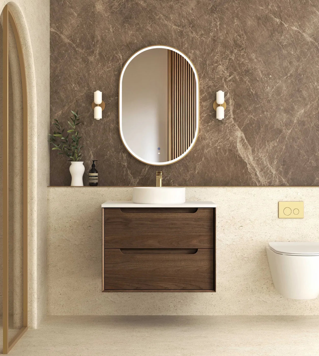 Byron Sable Walnut Wall Hung Vanity - Neche Interiors