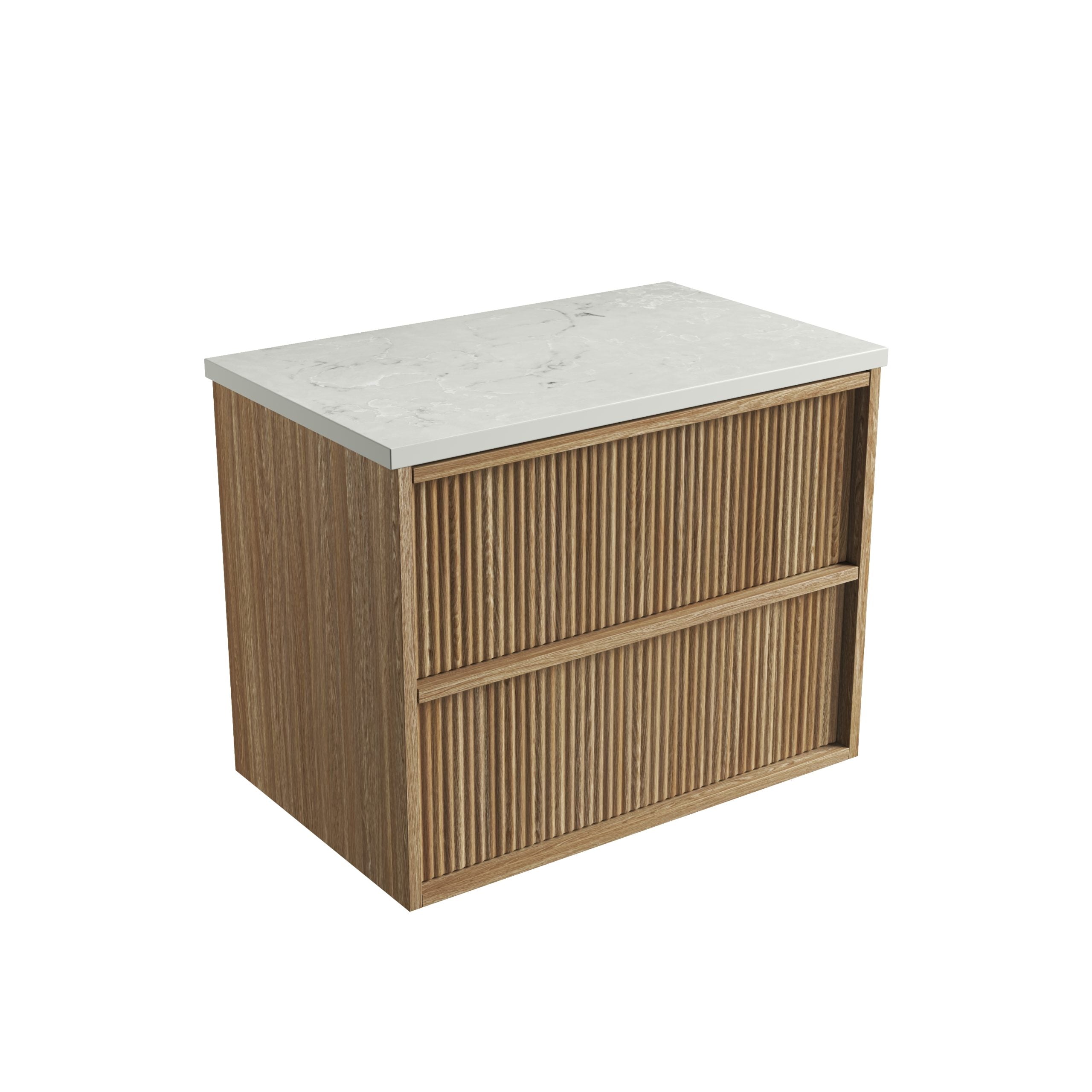 Venetta Fluted Framed Wall Hung Harvest Oak Vanity - Neche Interiors