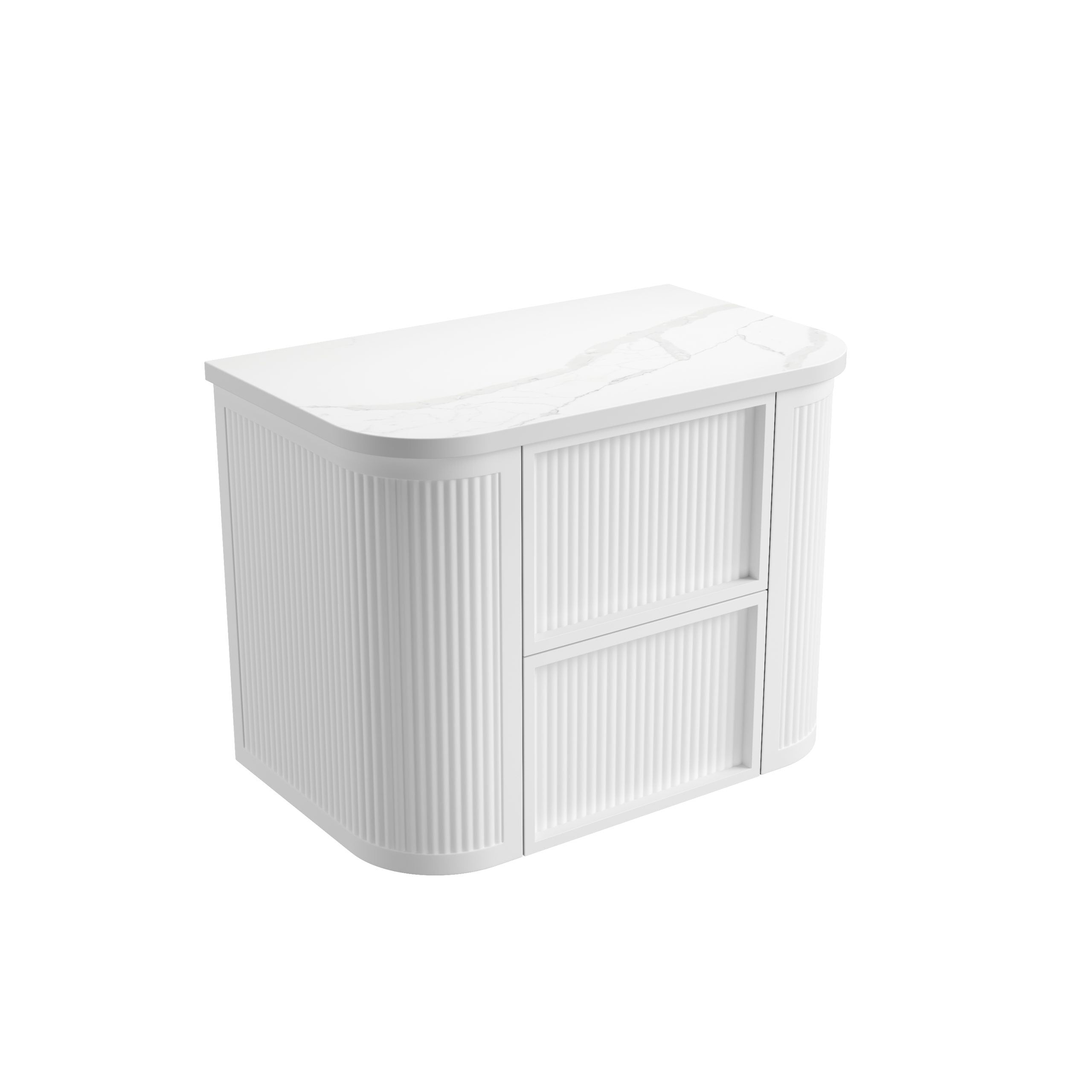 Ramee Matte White Fluted Wall Hung Vanity - Neche Interiors