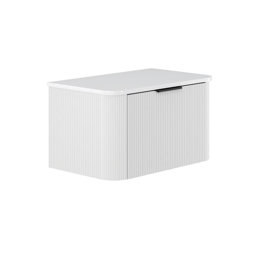 Minka Curved Satin White Cabinet