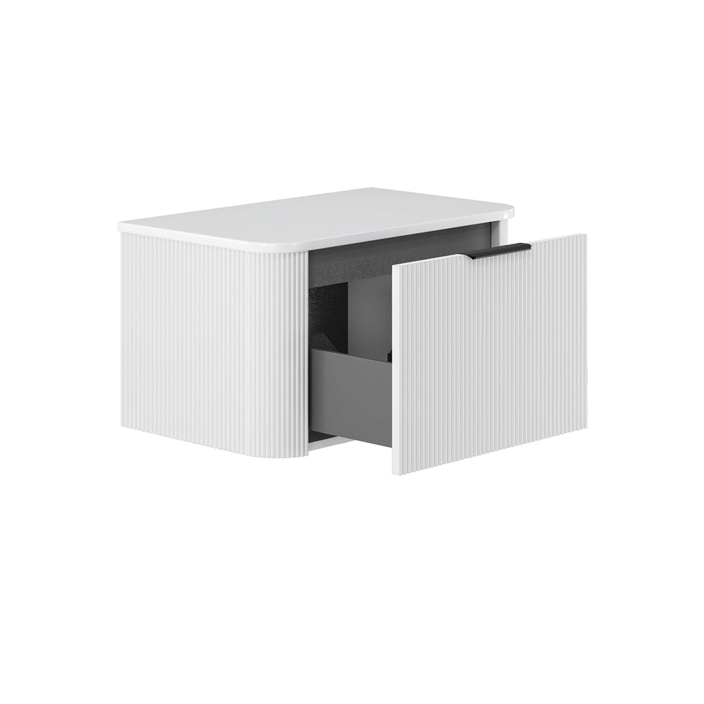 Minka Curved Satin White Cabinet