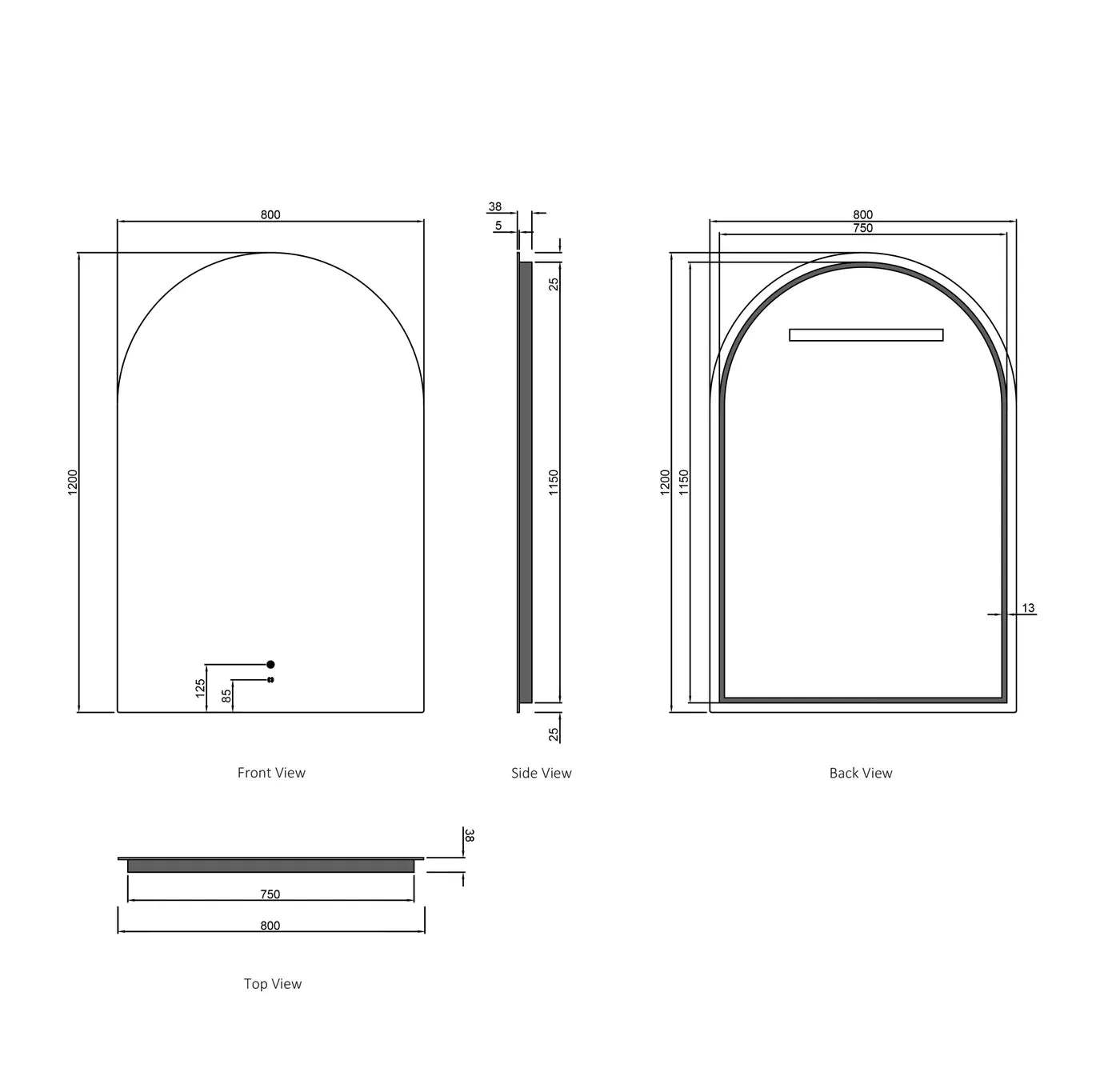 Archie LED Frameless Mirror - Neche Interiors