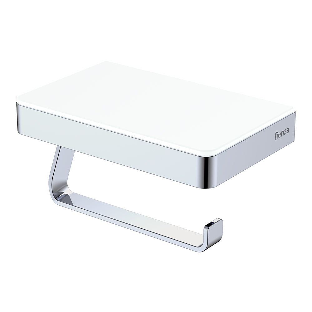 Tono Toilet Roll Holder With Glass Shelf