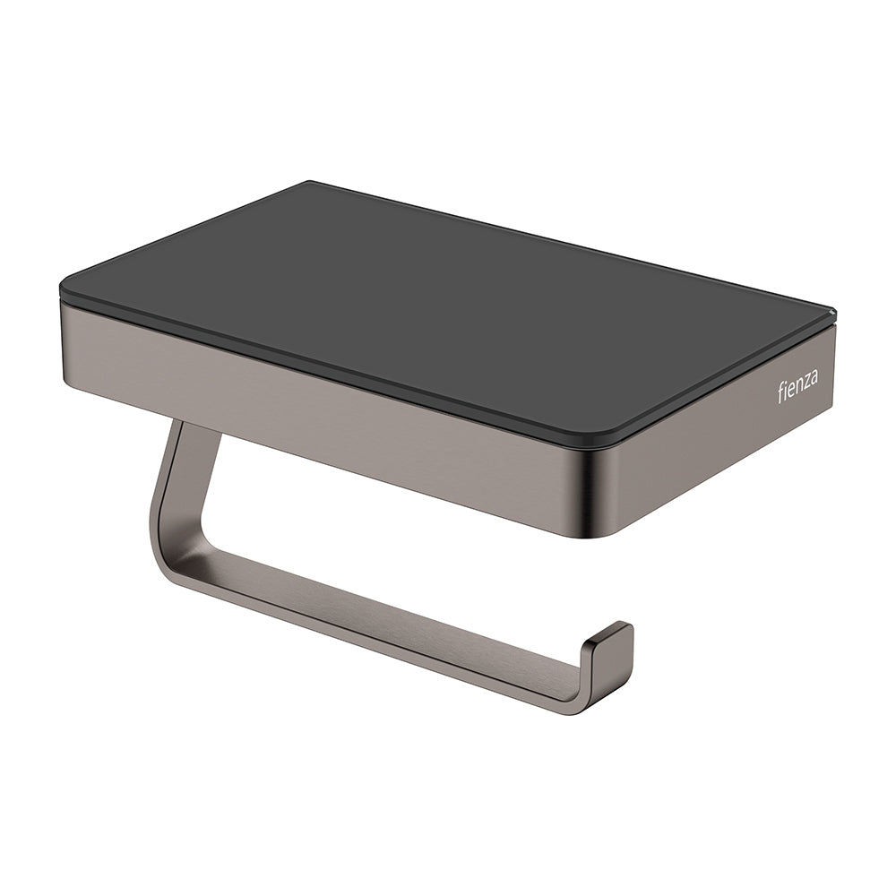 Tono Toilet Roll Holder With Glass Shelf