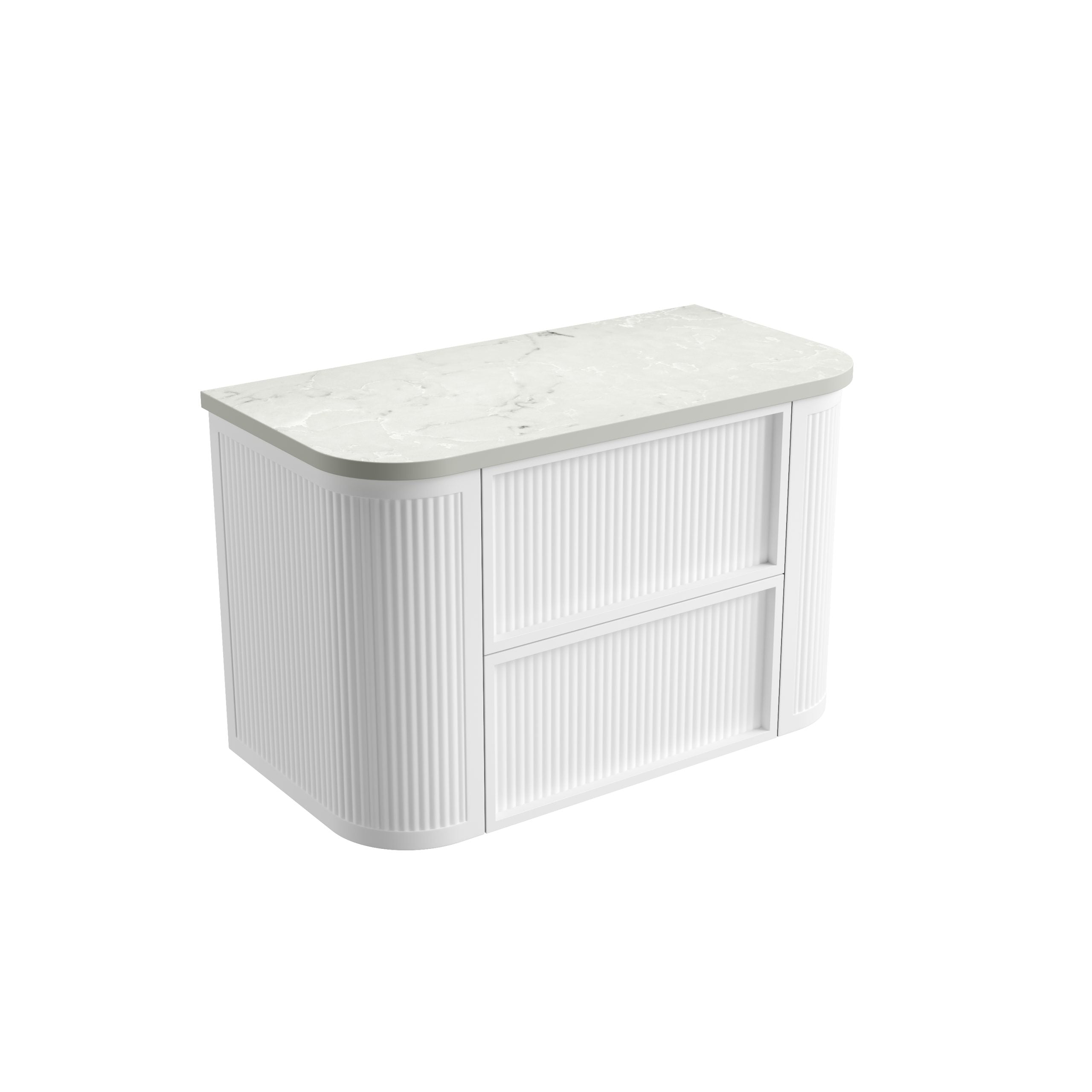 Ramee Matte White Fluted Wall Hung Vanity - Neche Interiors