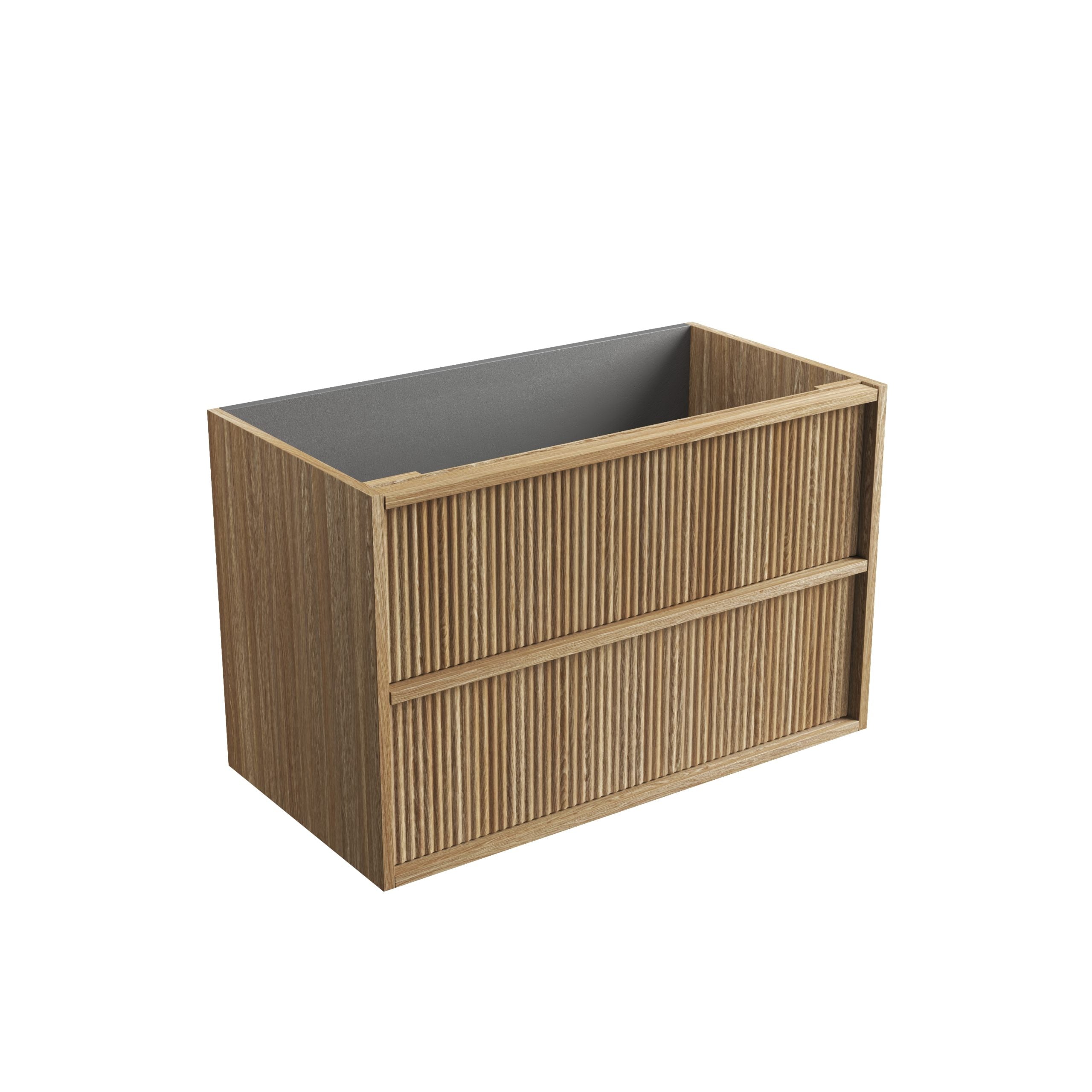 Venetta Fluted Framed Wall Hung Harvest Oak Vanity - Neche Interiors