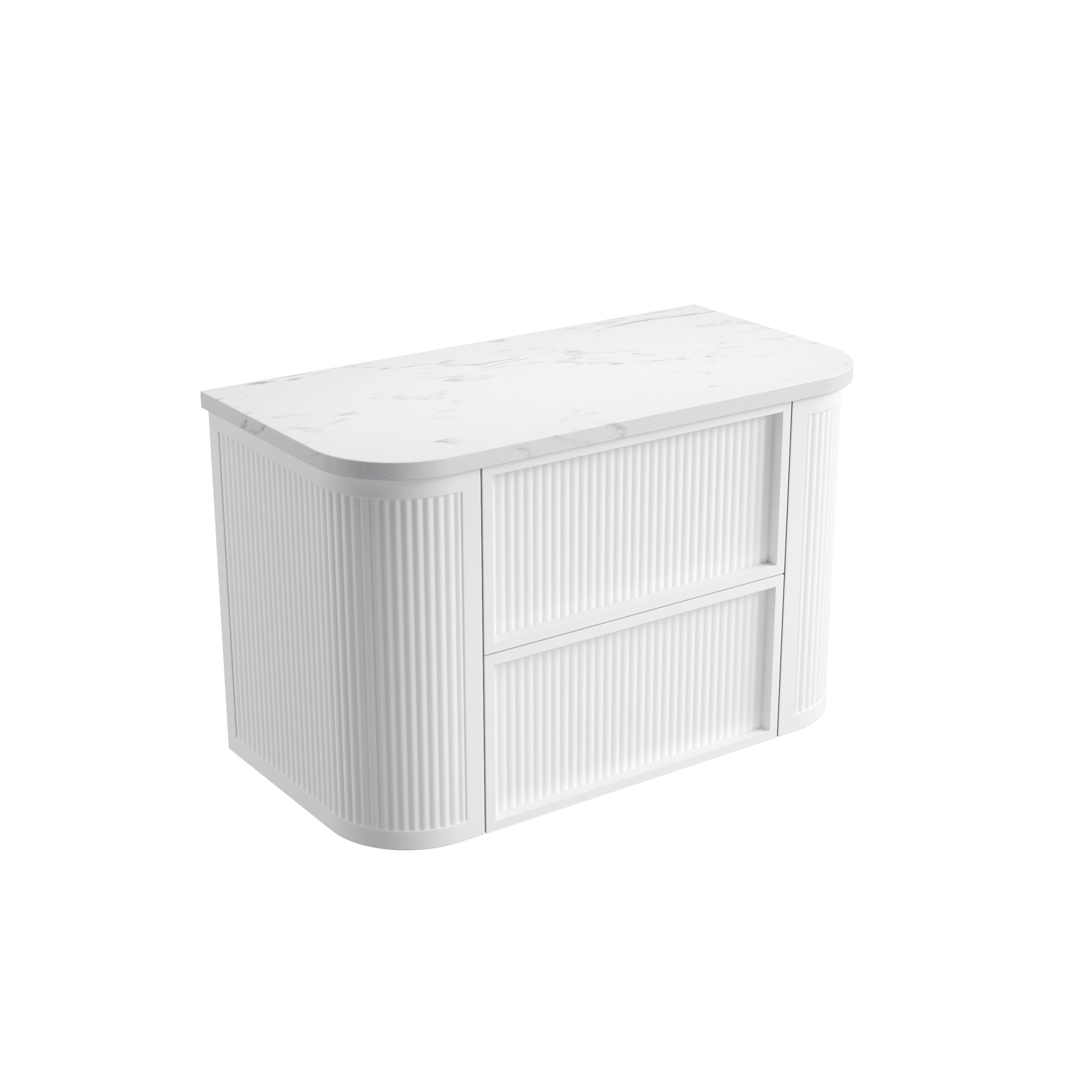 Ramee Matte White Fluted Wall Hung Vanity - Neche Interiors