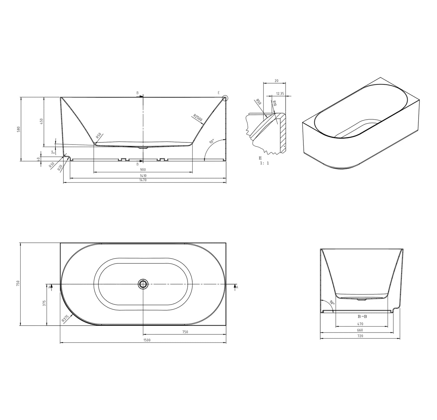 Celine Corner Bath with Overflow