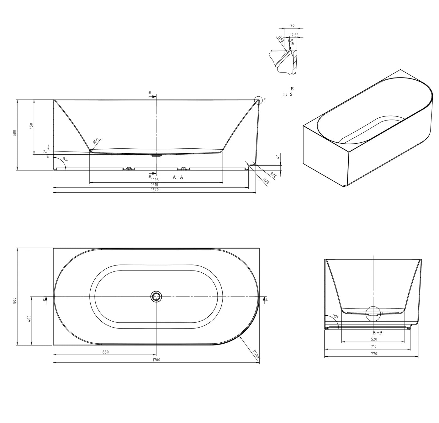 Celine Corner Bath with Overflow