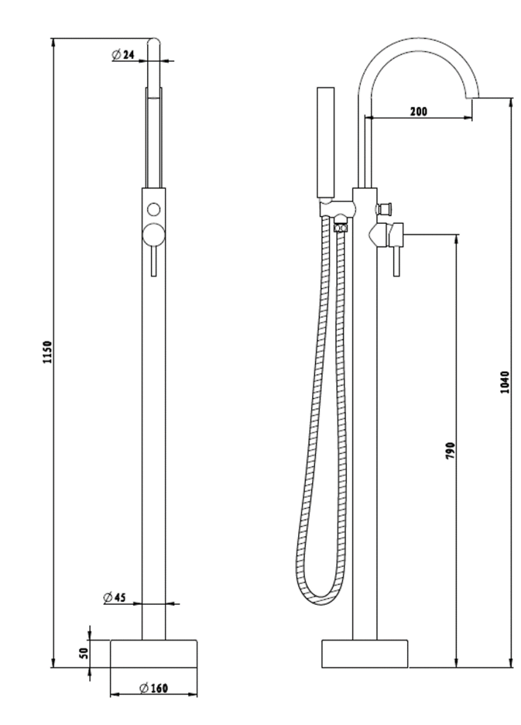 Mica Freestanding Bath Mixer with Hand Shower - Neche Interiors
