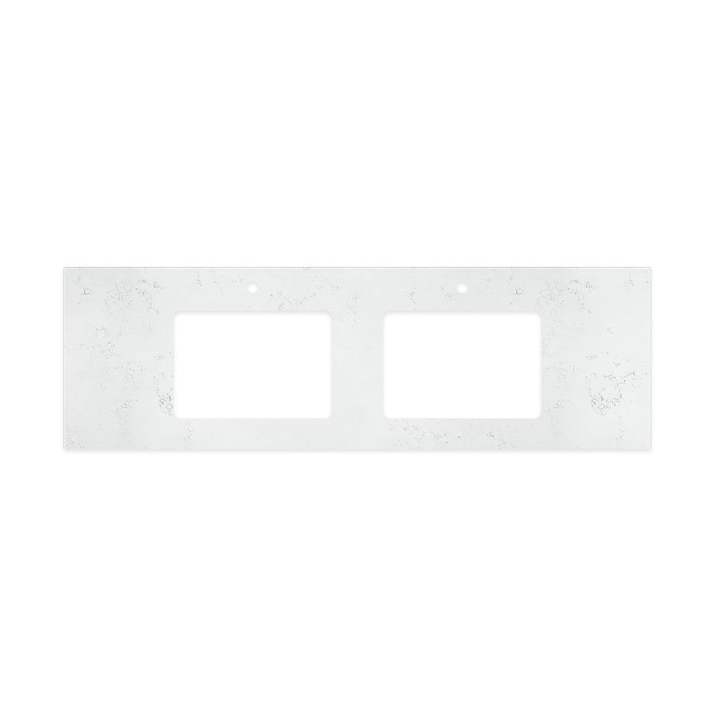 Bianco Marble Silica Free Stone Top Rectangular Full Depth with Double Undermount Basin Hole & Tap Holes