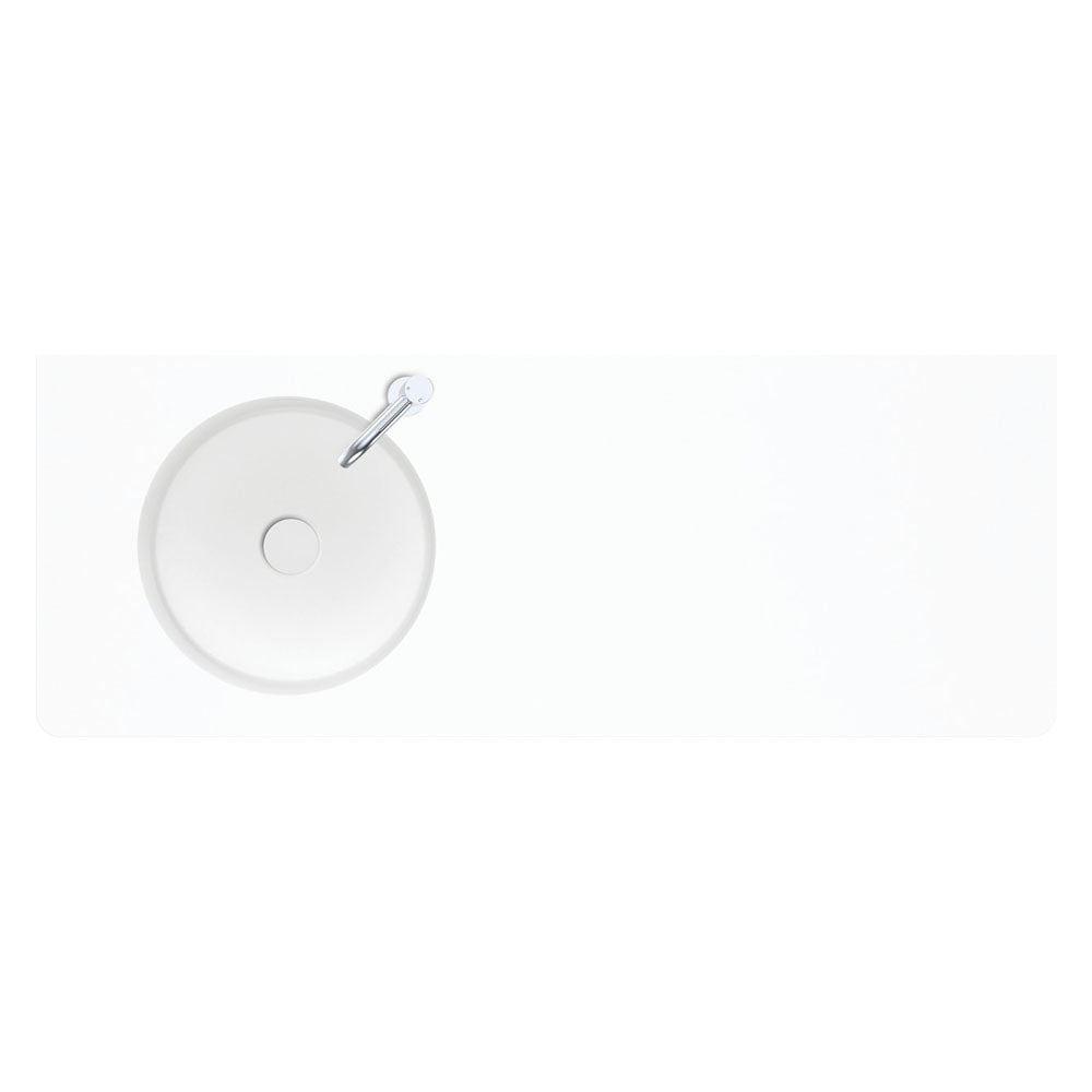 Encanto Solid Surface Wall Basin, Left-Hand Bowl, 1 Tap Hole