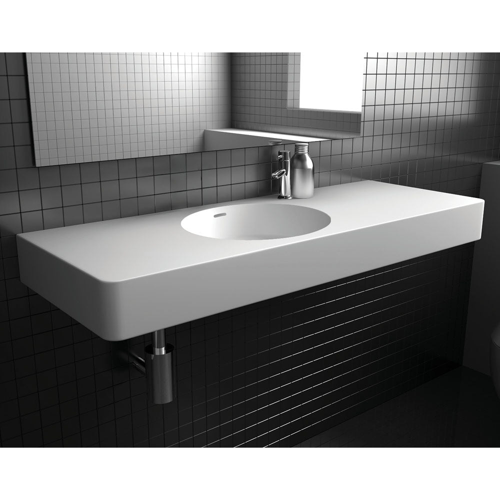 Encanto Solid Surface Wall Basin, Centre Bowl, 1 Tap Hole
