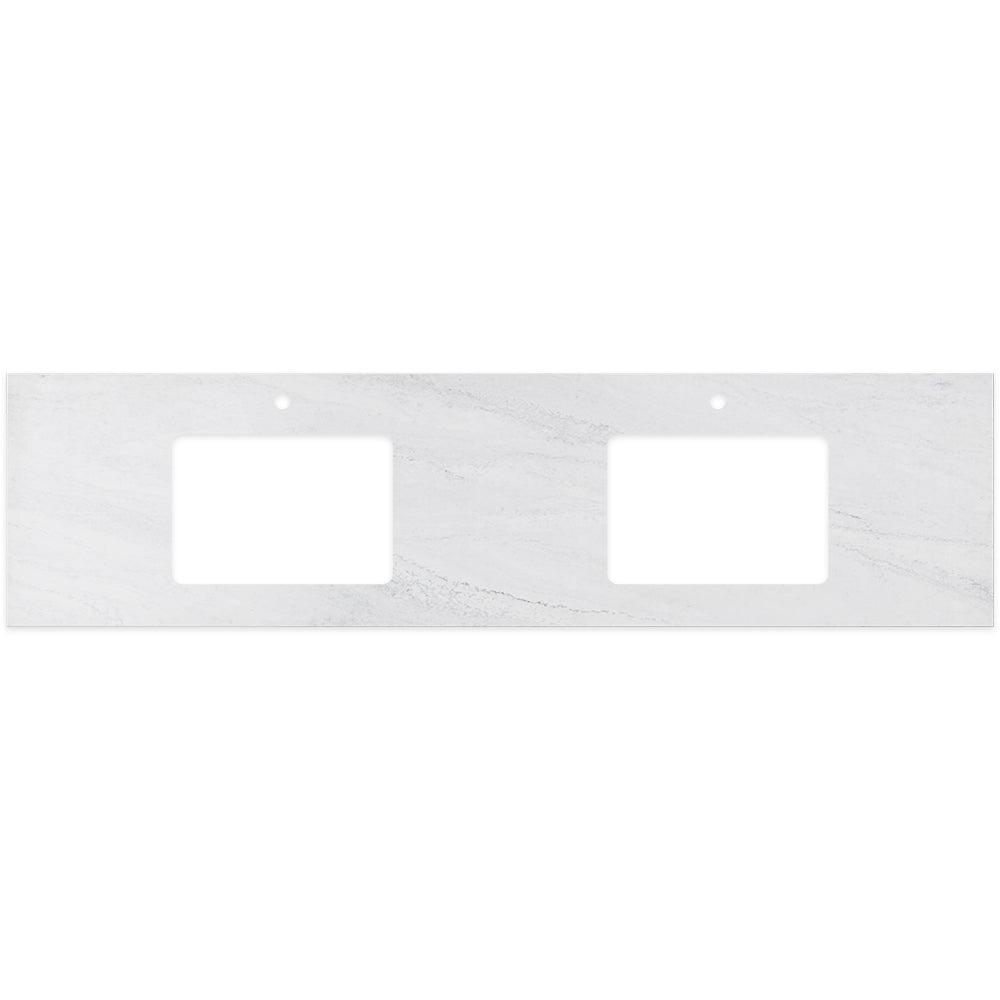 Cloudburst Solid Surface Top Rectangular Full Depth with Double Undermount Basin Hole & Tap Holes - Neche Interiors