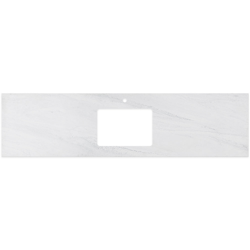 Cloudburst Solid Surface Top Rectangular Full Depth with Single Undermount Basin Hole & Tap Holes