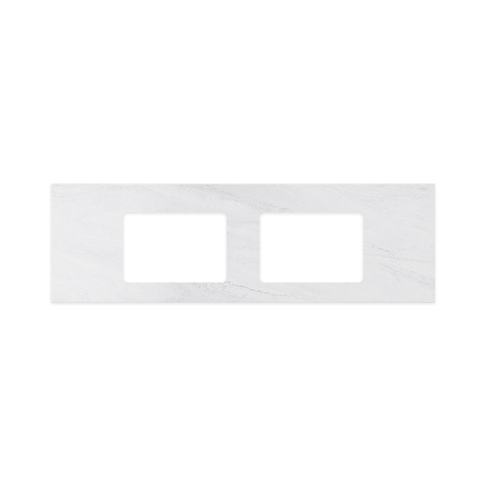 Cloudburst Solid Surface Top Rectangular Full Depth with Double Undermount Basin Holes