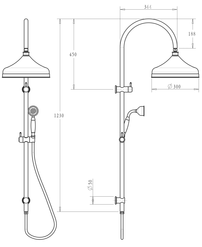 Mica Heritage Dual Shower Rail - Neche Interiors