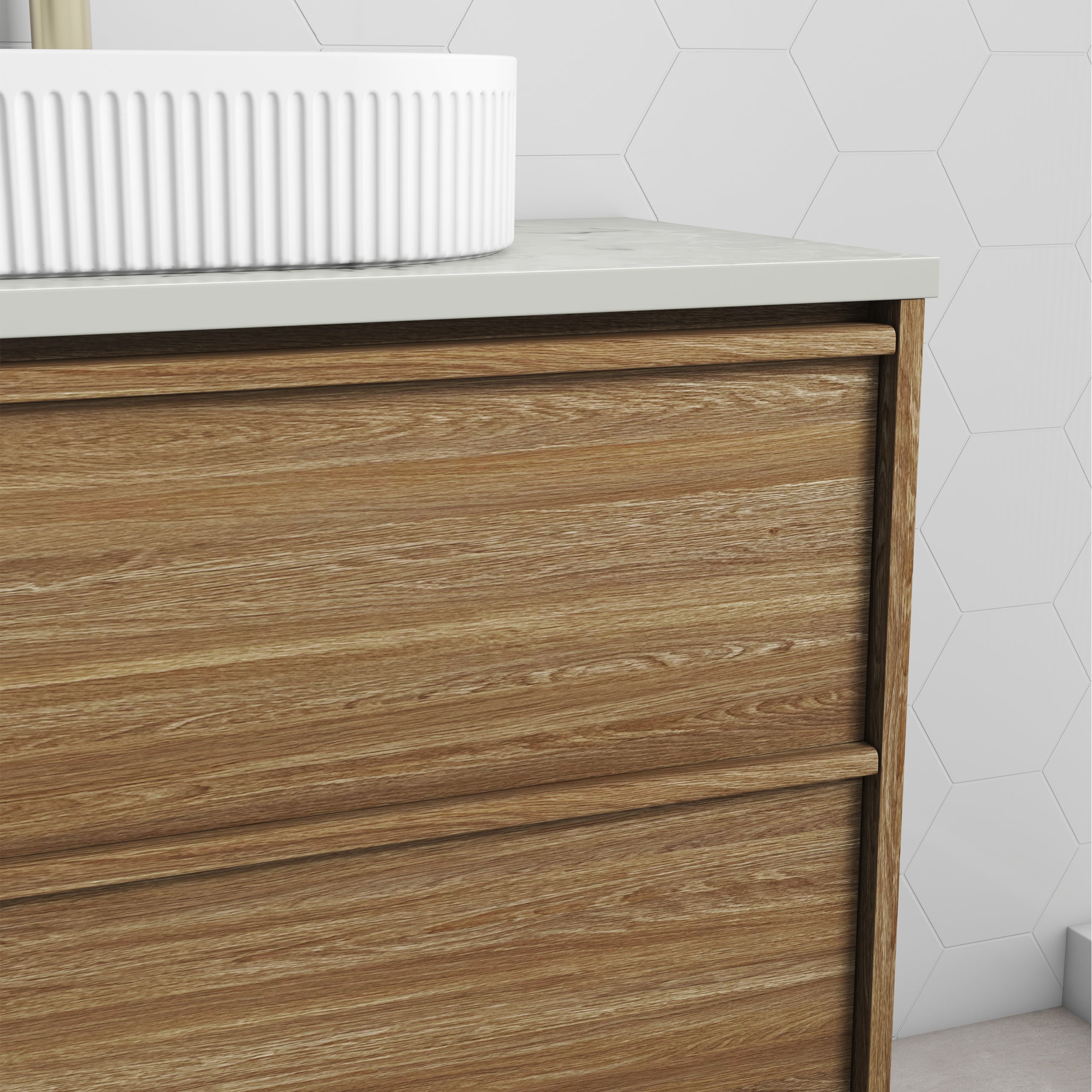 Venetta Framed Wall Hung Harvest Oak Vanity - Neche Interiors