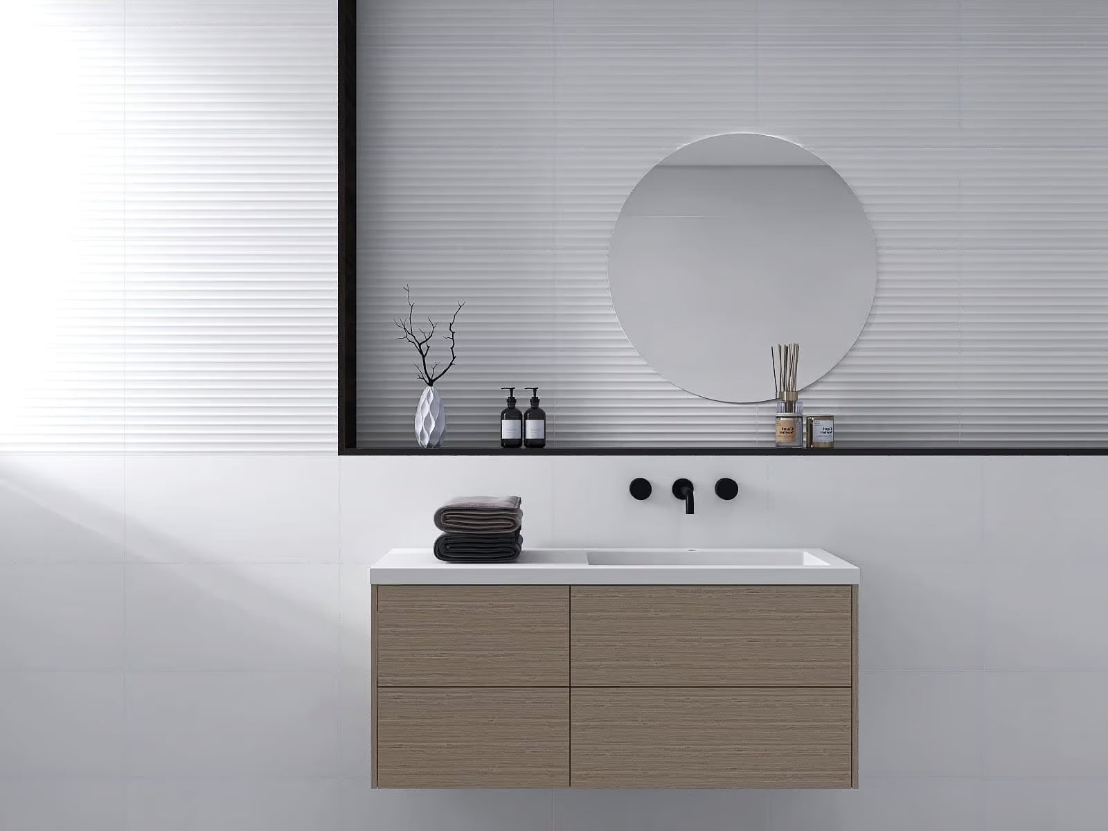 Fluted Matte White 300x600mm