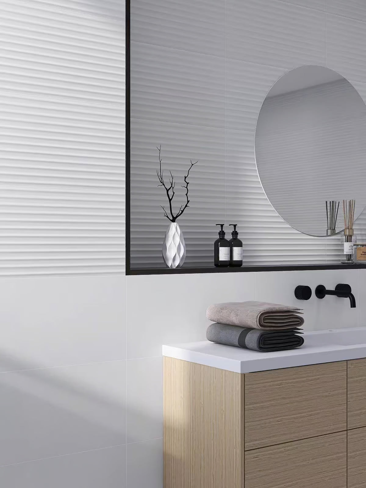 Fluted Matte White 300x600mm