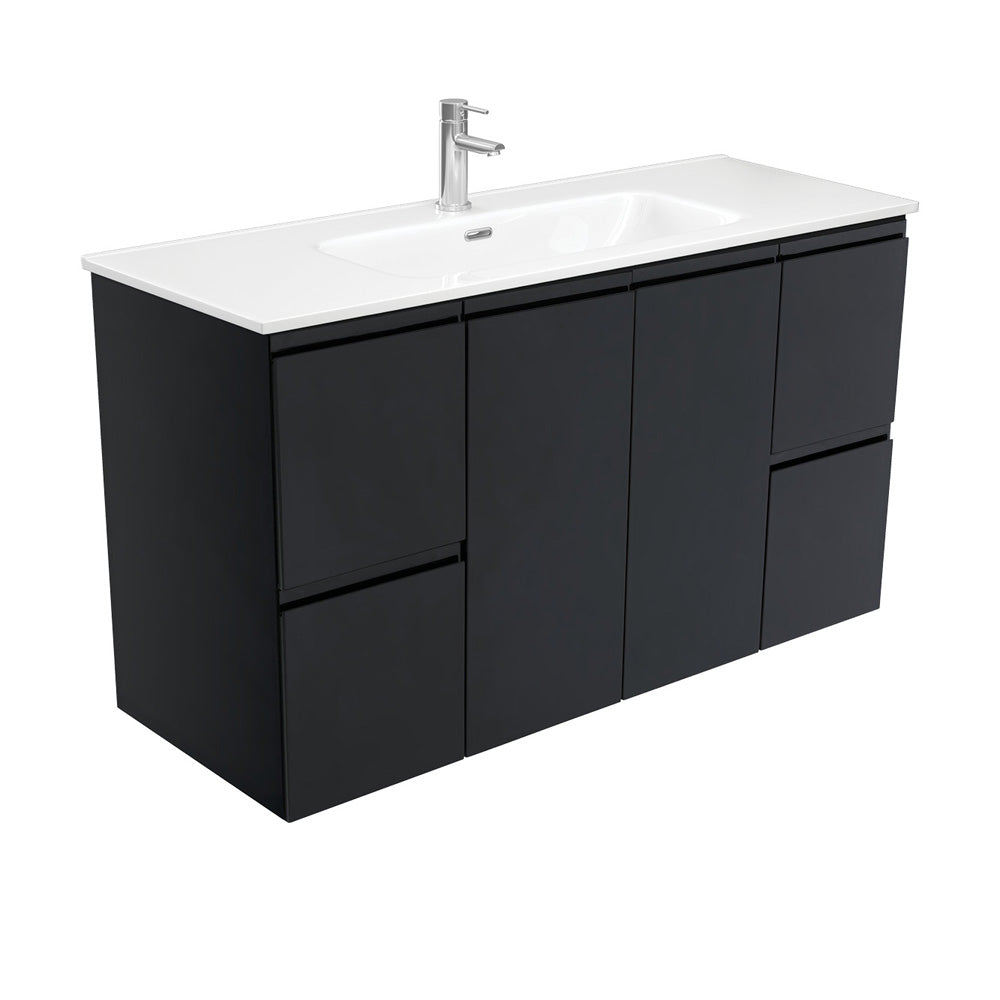 Joli Fingerpull Satin Black Wall-Hung Vanity
