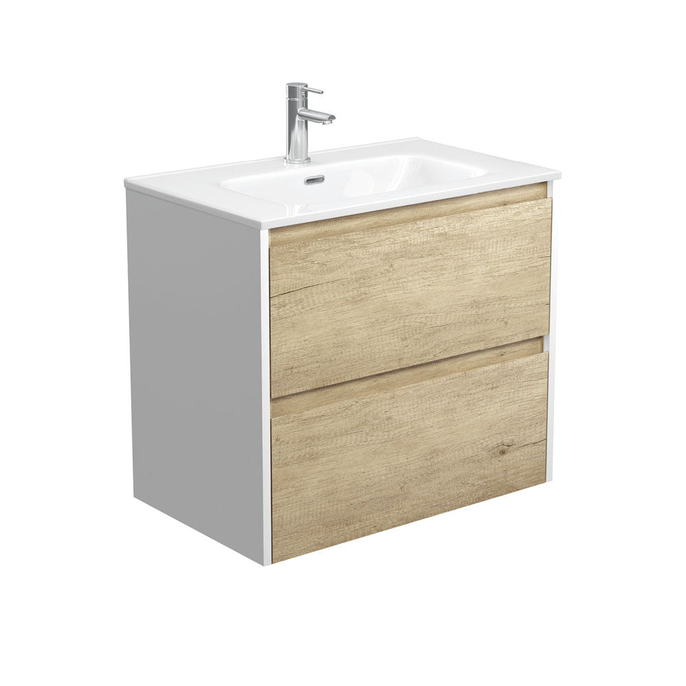 Joli Amato 750 Scandi Oak Wall-Hung Vanity, Satin White Panels